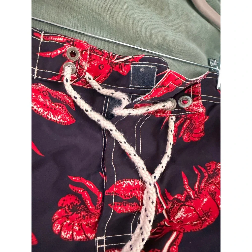 Tommy Hilfiger Mens Navy Blue Lobster Print Swim Trunks Board Shorts Size Medium